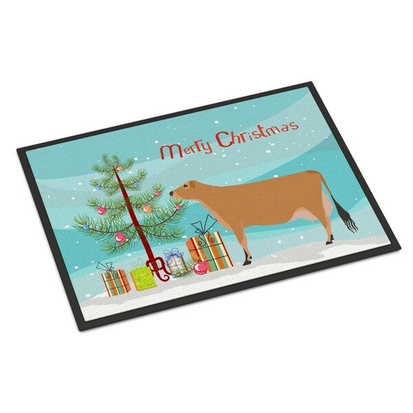 Carolines Treasures Jersey Cow Christmas Indoor or Outdoor Mat - 18 x 27 in. BB9196MAT - main